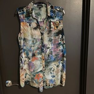 Signature Studio Women's Button Front Sheer Tunic Top